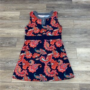 Mazu Swim Dress Sz 3XL Cover Up Navy Paisley V-Neck Pockets Beach Cruise Pool